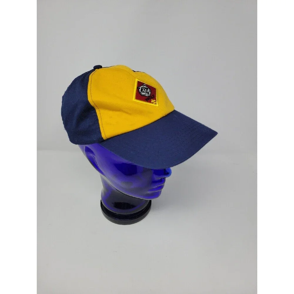Wolf Cub Scout Hat Youth Boys Adjustable Sm/M Yellow Navy Baseball Cap w/ Pin